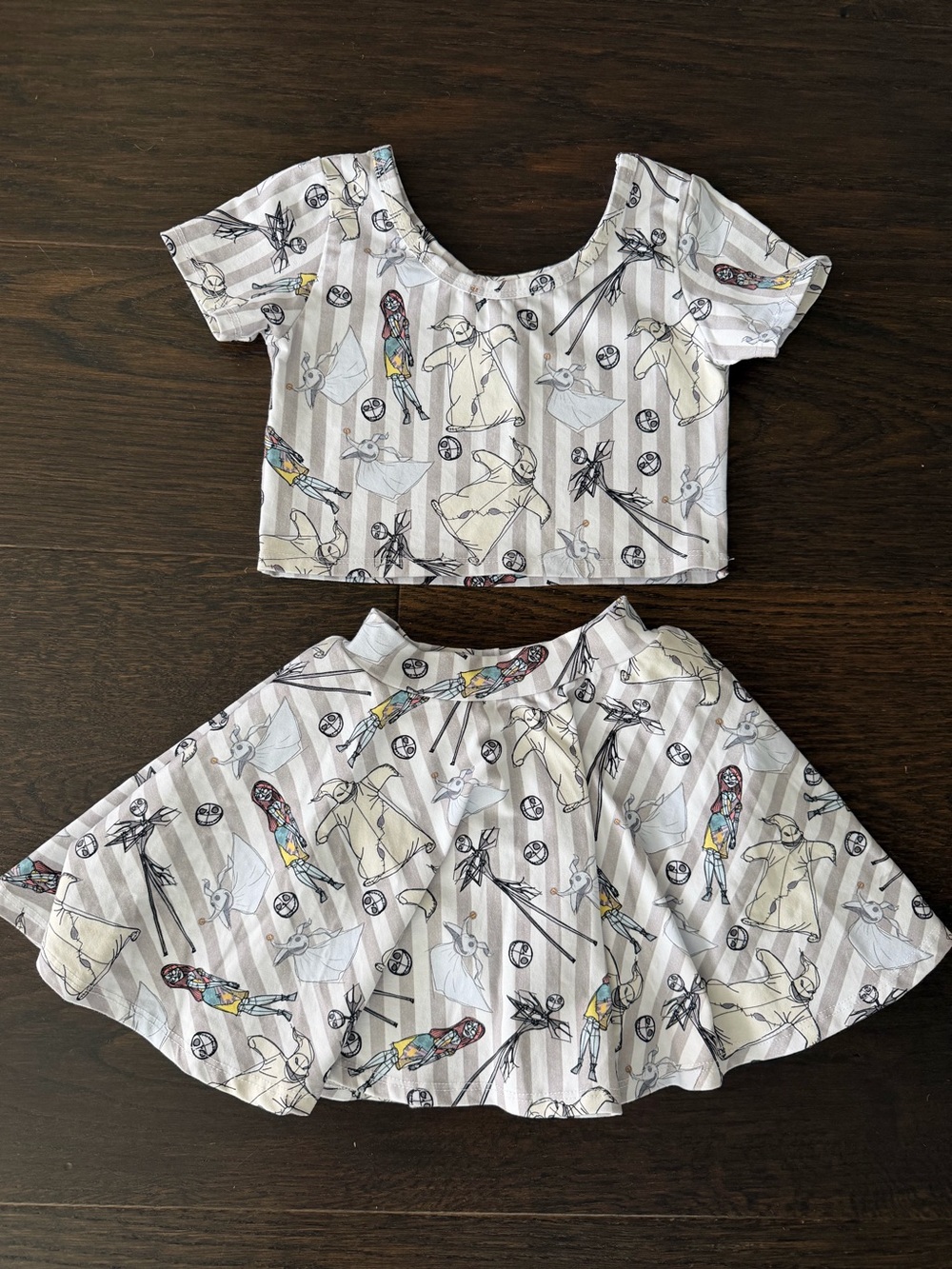 Wild Rich Kids Girls White Jack Stripes Crop Top & Skirt Set ( 7/8)